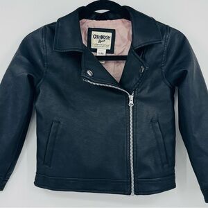 OshKosh B'gosh Girls Faux Leather Biker Moto Jacket Size 6X